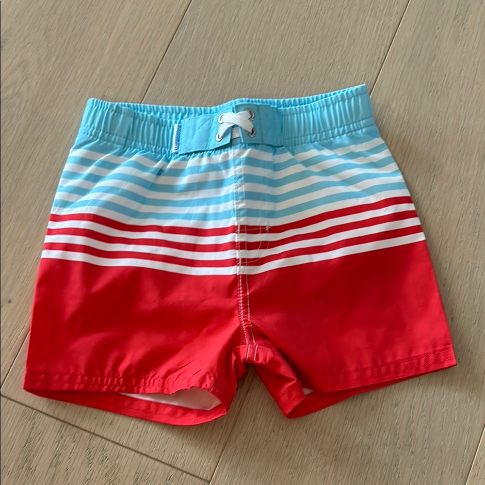 2T Red and Blue Striped Swim Shorts